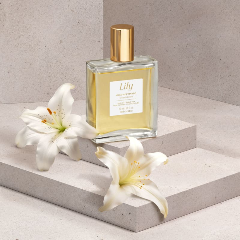 Óleo Acetinado Multifuncional corpo e cabelo Lily, 50ml
