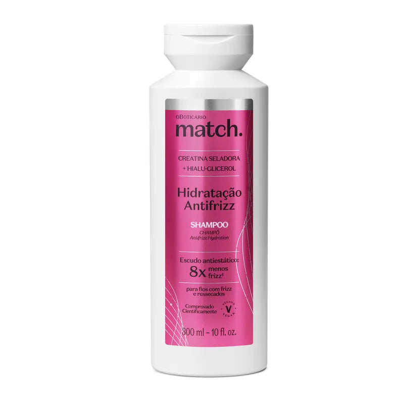 Shampoo Hidratação Antifrizz Match by Boticário, 300ml
