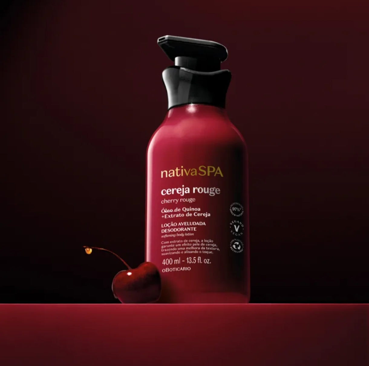 Loção Hidratante Corporal Cereja Rouge Nativa Spa, 400ml