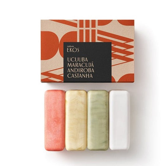 Kit Sabonetes em Barra Ekos Maracujá, Castanha, Ucuuba e Andiroba Natura, 4 unidades