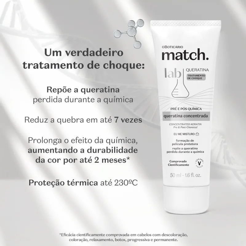 Queratina Concentrada Match Lab by Boticário, 50ml