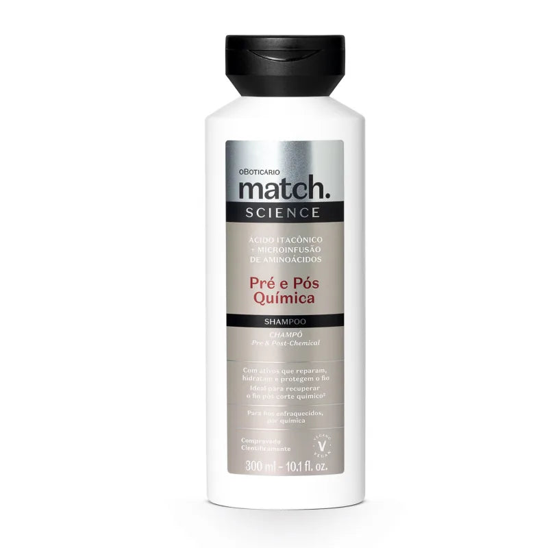 Shampoo Pré e Pós Quimica Match by Boticário, 300ml