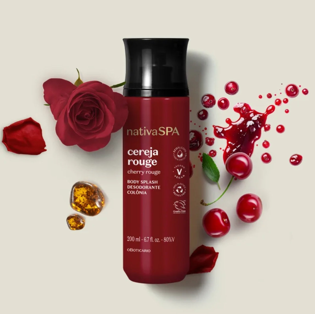 Body Splash Cereja Rouge Nativa Spa, 200ml