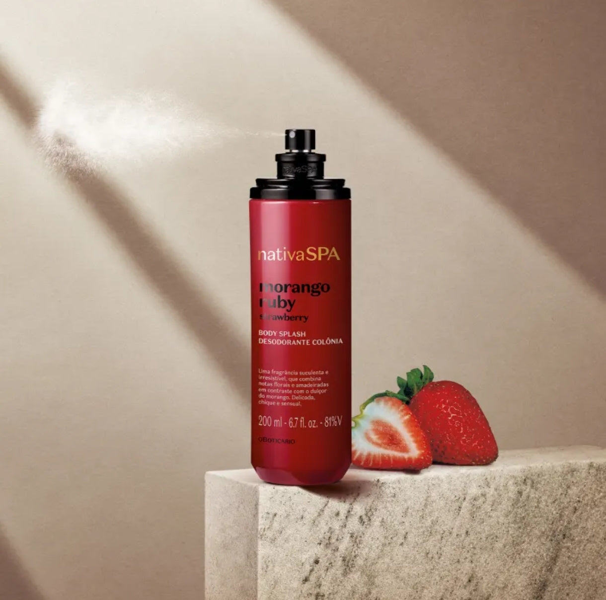 Body Splash Morango Ruby Nativa Spa by Boticário, 200ml