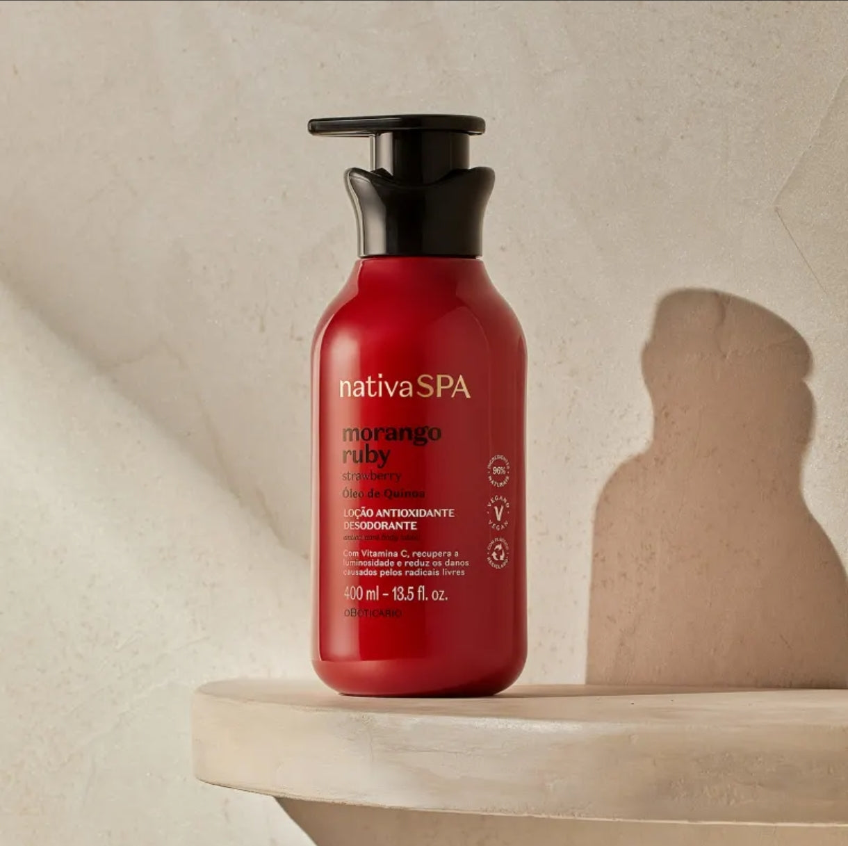 Loção Hidratante corporal Morango Ruby Nativa Spa by Boticário, 400ml