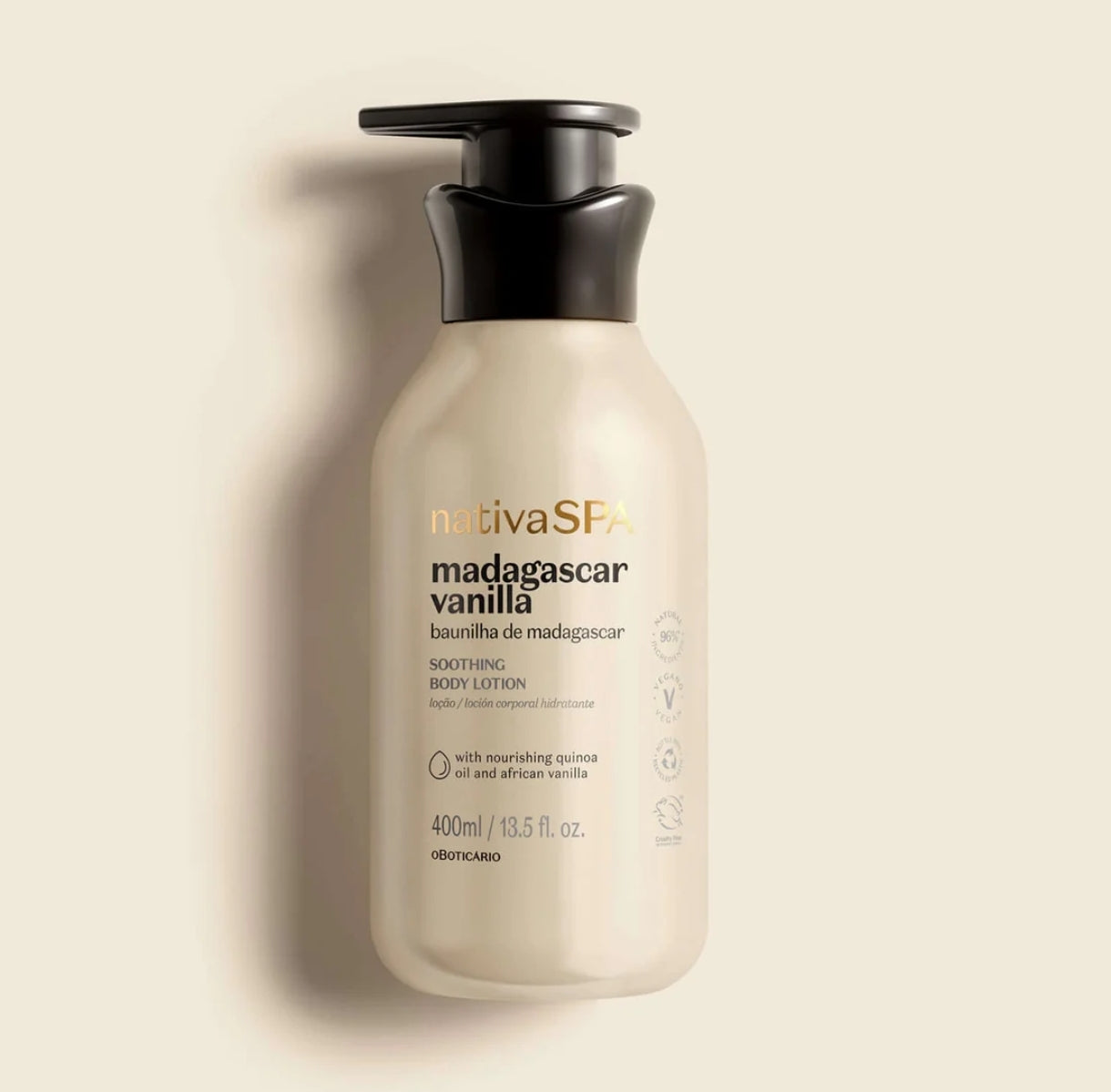 Loção Hidratante corporal Baunilha de Madagáscar Nativa Spa, 400ml