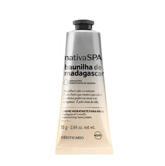 Creme Hidratante para mãos Baunilha de Madagáscar Nativa Spa, 75g