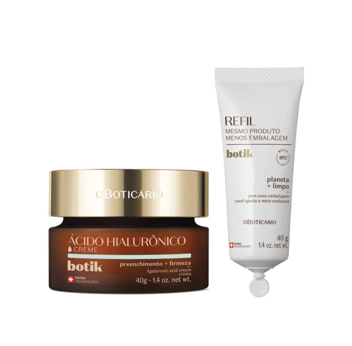 Refil Creme Facial Firmador com Ácido Hialurónico Botik, 40g