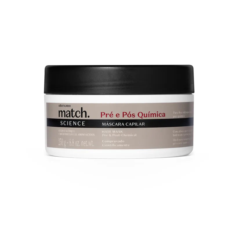 Máscara Capilar Pré e Pós Quimica Match by Boticário, 250g