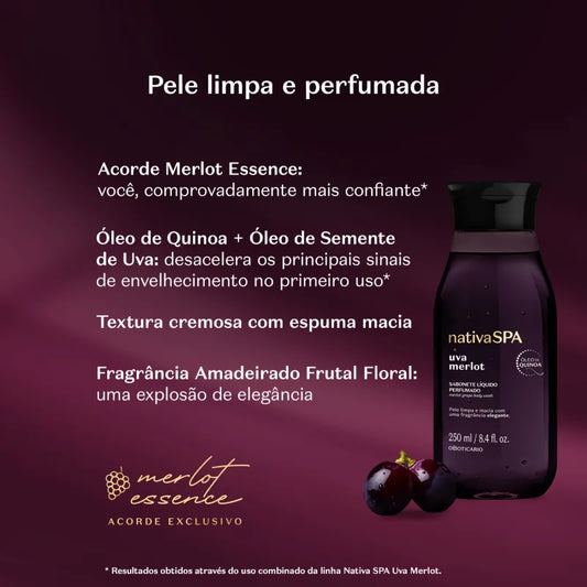 Sabonete Líquido Perfumado Merlot Grape Nativa Spa by Boticário, 250ml
